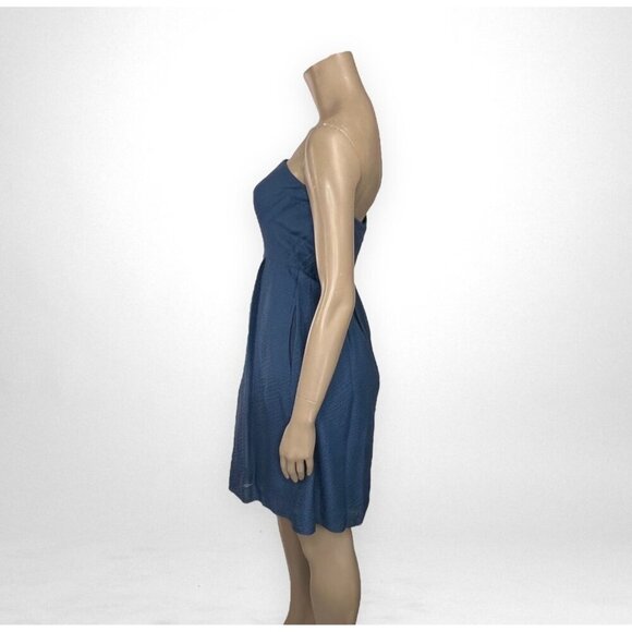 J. CREW Lorelei Beach Strapless Blue Dress in Embossed Silk 8 - Picture 2 of 9